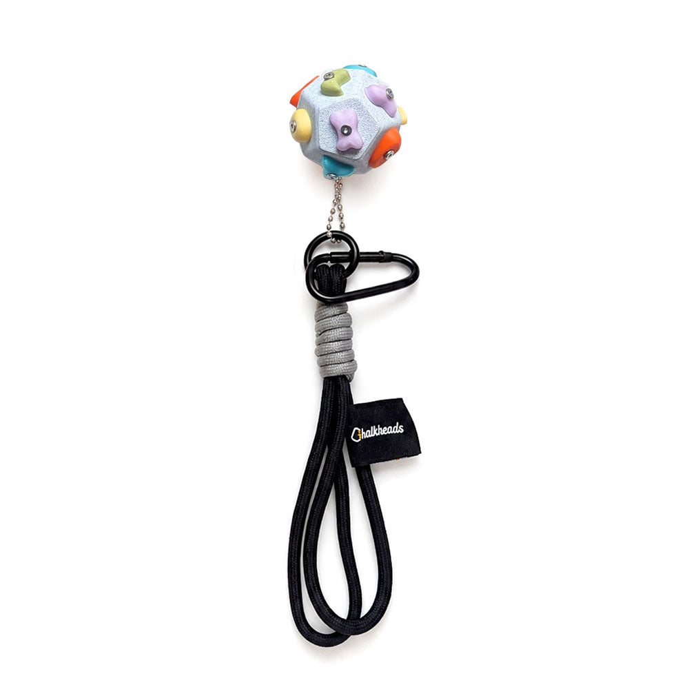 Mini climbing wall bag charm in Black with paracord and carabiner clip