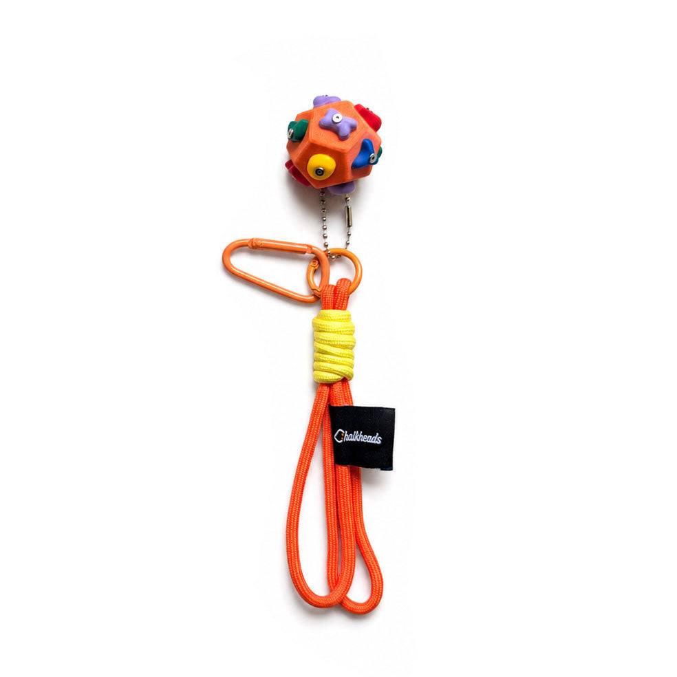 Mini climbing wall bag charm in Orange with paracord and carabiner clip